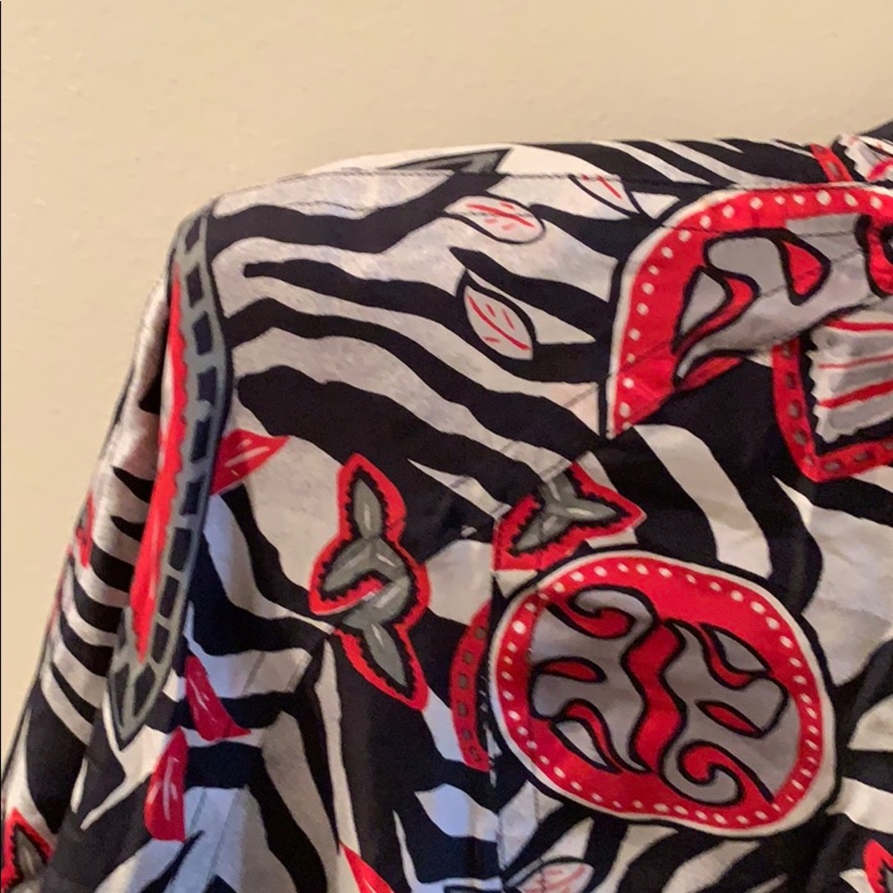 August Silk Red, Black & Gray Pattern Jacket Euc! - image 8